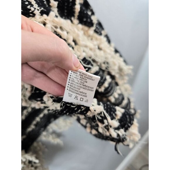 Le Fee Verte Cardigan Women's S Black White Popcorn Sweater Anthropologie Fringe - Picture 7 of 11